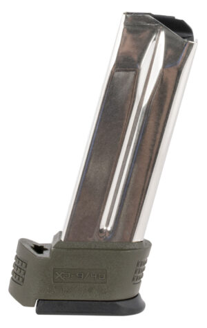 Springfield Armory XD Subcompact 10rd .40 S&W stainless steel extended magazine with OD green sleeve