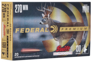 Box of Federal Swift Scirocco II .270 Winchester 130 grain hunting ammo, 20 rounds