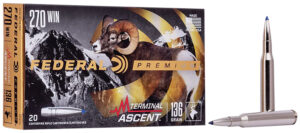 Federal Terminal Ascent .270 Winchester 136 grain bonded polymer tip rifle ammunition box