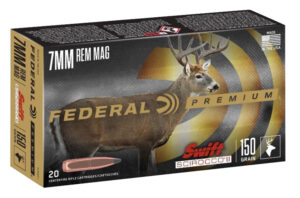Box of Federal Swift Scirocco II 7mm Rem Mag hunting ammunition 150 grain