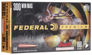 Box of Federal Premium .300 Winchester Magnum 180 grain Swift Scirocco II ammo