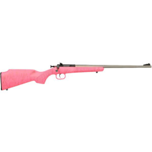 Keystone Crickett .22 LR stainless rifle with pink synthetic gold-web stock