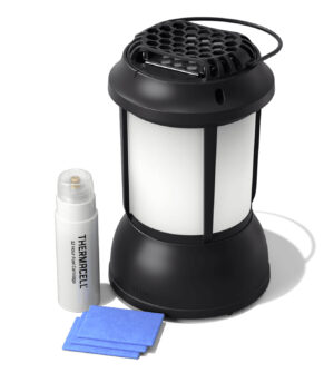 Thermacell Patio Shield Lantern mosquito repeller in black providing 15 ft protection for up to 12 hrs