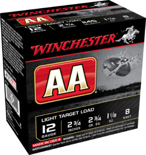 Winchester AA Light Target 12 Gauge 2-3/4 inch 1-1/8 oz #8 shot 100-round box