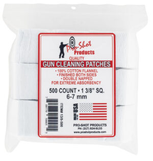 Pro-Shot 1.38 in cotton flannel cleaning patches for 6mm-7mm rifles, 500 count