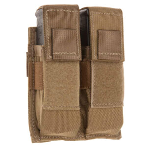 TacShield T3602CY double pistol MOLLE magazine pouch in Coyote, 1000D nylon