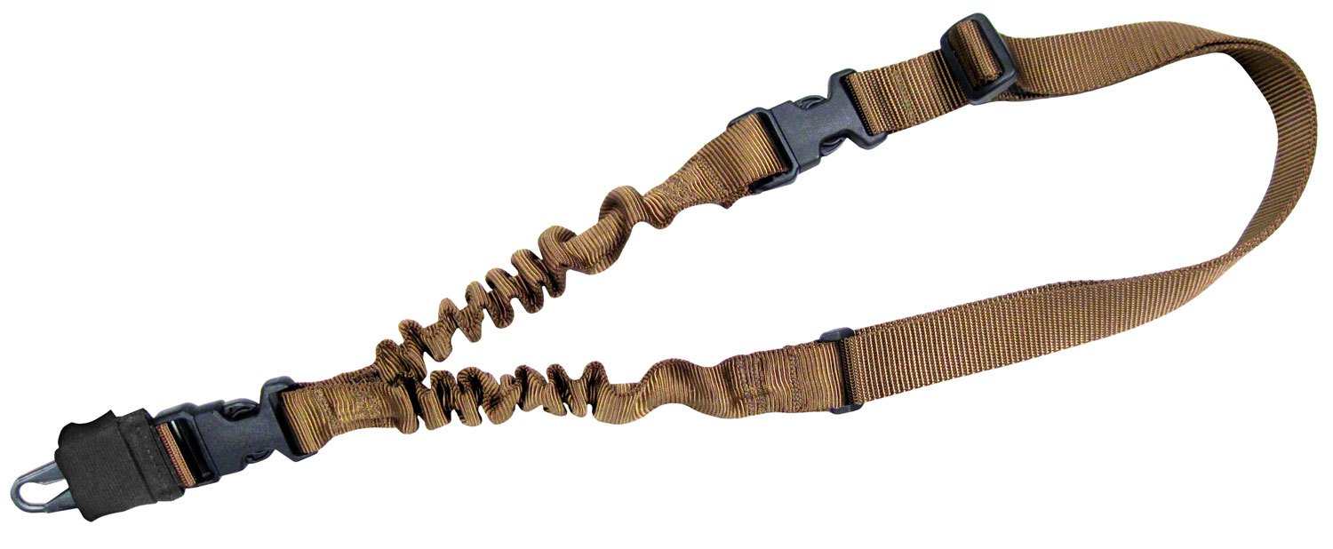 TacShield Shock Sling single-point 1.25in Coyote Tan with Mil-Spec snap hook