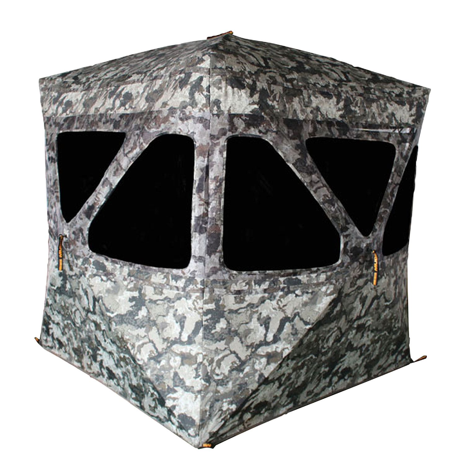 Muddy Infinity 3-person ground blind in veil camo with pop-up SHADOW MESH windows