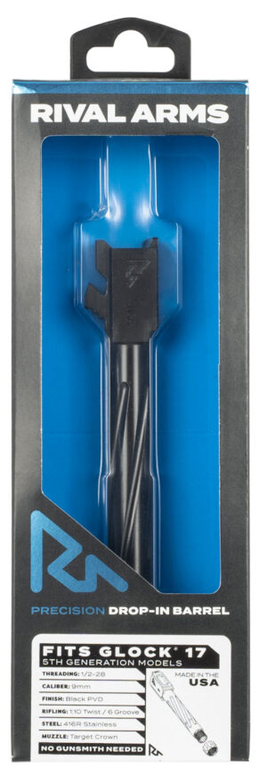 Rival Arms V1 threaded match-grade barrel for Glock 17 Gen5, 9mm Luger, 4.49 in, Black PVD