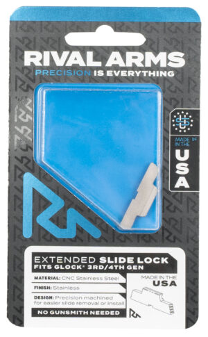 Rival Arms RA80G001D extended stainless slide lock for Glock Gen3-4