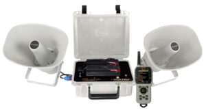 Foxpro Super Snow-Crow Pro SSCPW digital game caller in white ABS with TX1000 remote and external speakers