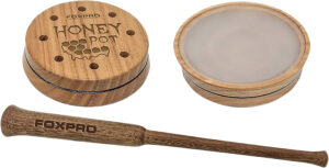Foxpro HPCRYSTAL Honey Pot turkey friction call, Honey Locust wood with crystal tone surface