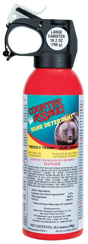 Counter Assault bear spray 10.2 oz canister with nylon belt holster