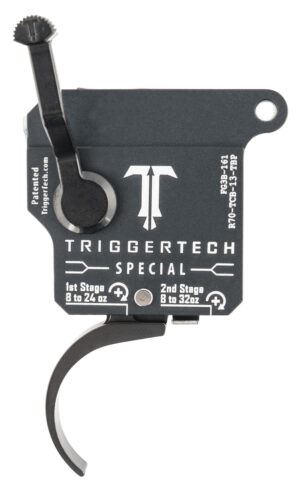 TriggerTech Remington 700 Special two-stage Pro Curved trigger in matte gray with black parts, right-hand