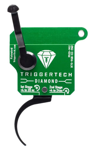 TriggerTech Diamond Pro two-stage curved trigger for Remington 700, green with black parts, right-hand