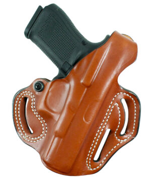 DeSantis tan leather thumb break OWB scabbard holster for Glock, right hand
