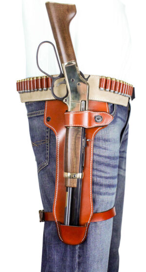 DeSantis Mares Leg ambidextrous tan leather premium western rig with 20 cartridge holders