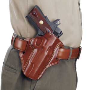 Galco CM800 Combat Master tan leather outside-the-waistband belt holster right hand fits compact pistols