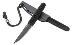 CRKT Burnley Obake fixed blade knife, 3.64 in 8Cr14MoV blade, cord-wrapped handle
