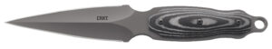 CRKT 2075 Shrill fixed blade knife 4.77 inch Gray TiN 8Cr13MoV with leather sheath