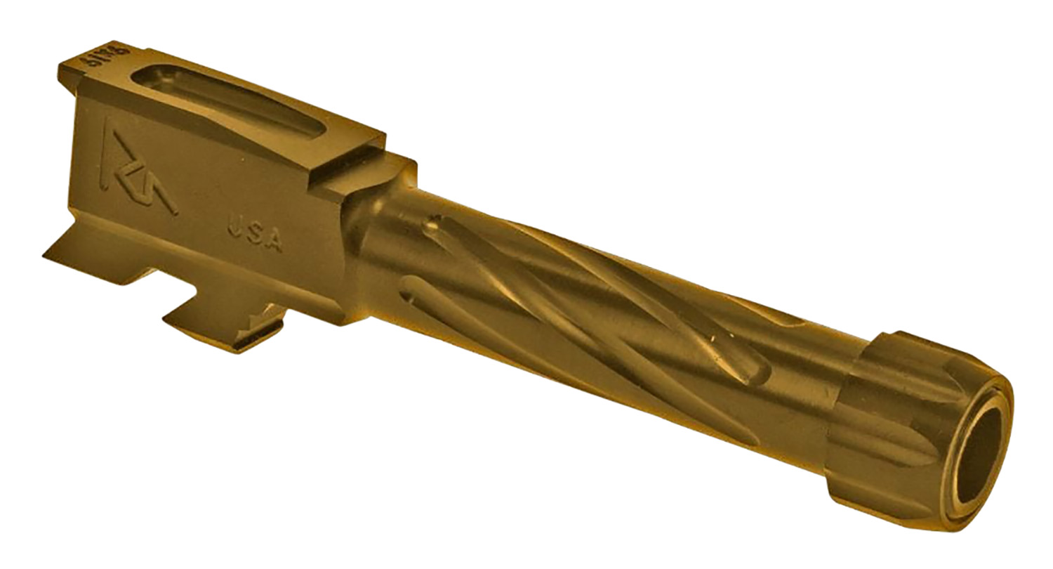 Rival Arms V1 Gold PVD threaded drop-in barrel for Glock 43 with fluted profile
