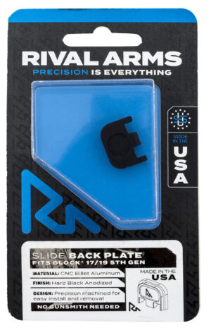 Rival Arms Slide Back Cover Plate, black anodized aluminum, for Glock 17/19 Gen5