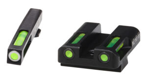 Hi-Viz LiteWave H3 Glock sight set with green tritium front and green fiber optic rear