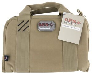 G-Outdoors GPS Bags 1308PCT double pistol case in tan nylon with magazine pockets and ammo dump cup