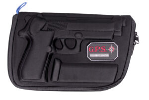 G*Outdoors GPS Bags 909PC custom molded black pistol case with lockable zippers and internal magazine holder