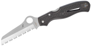 Spyderco Atlantic Salt folding sheepsfoot serrated H-1 blade with black molded FRN handle