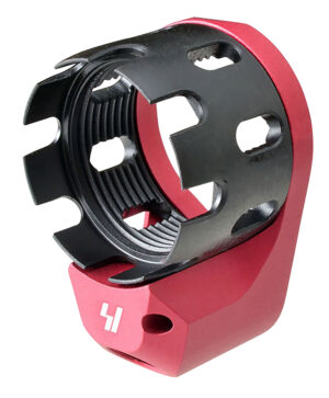 Strike Industries TRIBUS Enhanced Castle Nut & Extended End Plate, Red Hardcoat Anodized