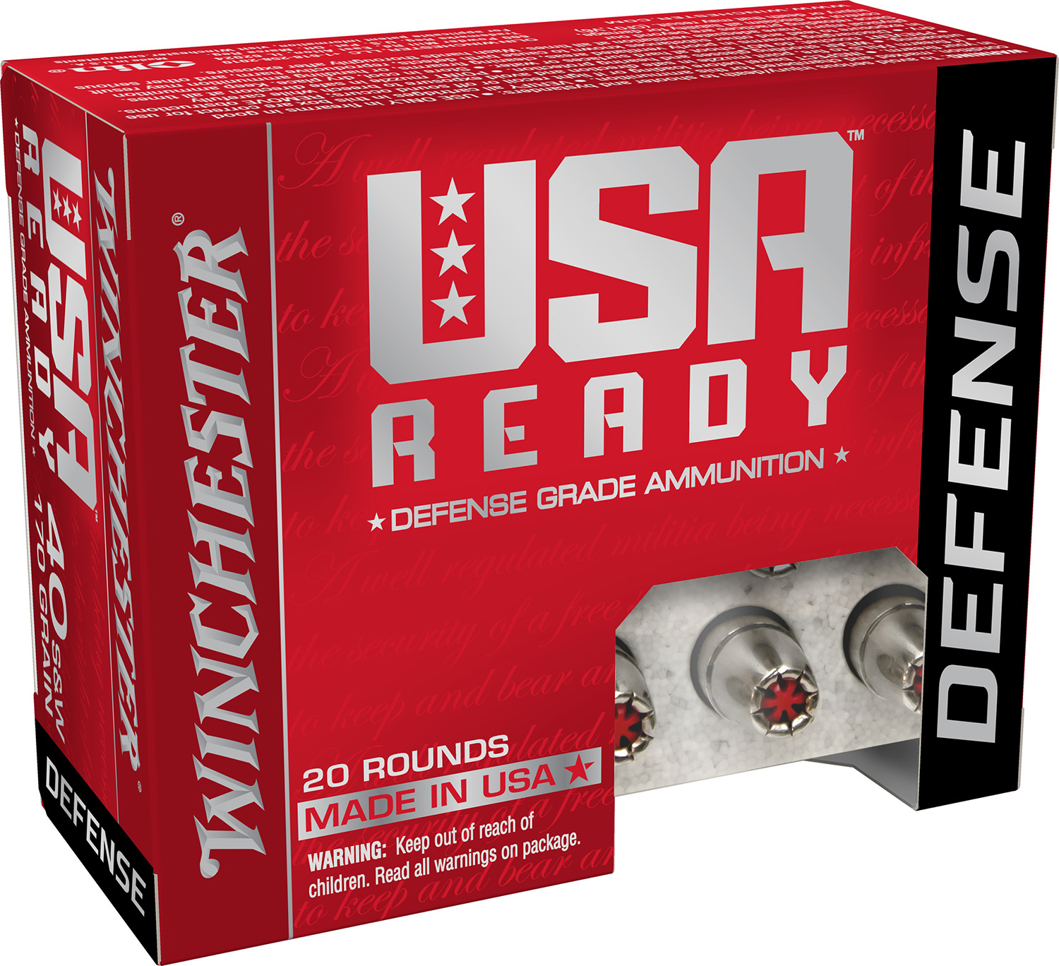 Winchester USA Ready .40 S&W Hex-Vent Hollow Point 20rd box