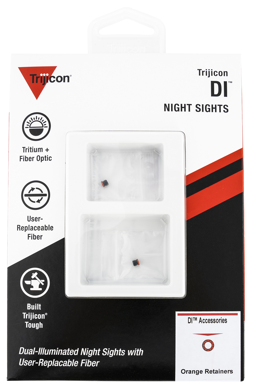 Trijicon AC50013 DI Night Sight retainer replacement pack in orange, two retainers and T10 key