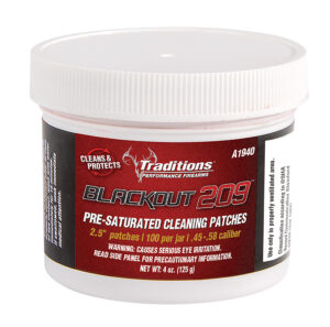 Traditions BlackOut 209 pre-saturated 2.5-inch cleaning patches 100 per jar