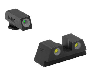 Meprolight Tru-Dot green front and yellow rear tritium night sight set for Glock Slimline pistols
