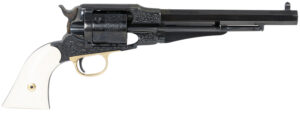 Taylors & Company Remington Conversion LawDawg 45 Colt (Long Colt) 8-inch blued engraved octagon barrel revolver with ivory g