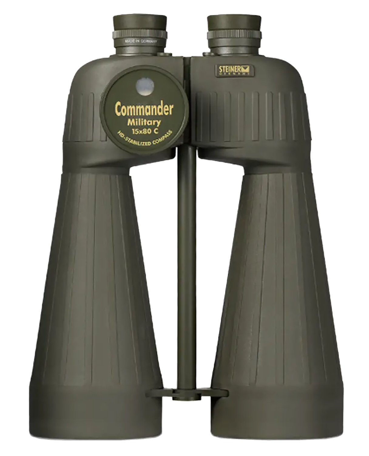 Steiner M1580 15x80 binoculars with reticle and compass in green rubber armor