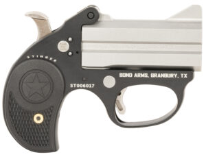 Bond Arms Stinger .22 LR derringer with 3-inch double matte stainless barrels and black nylon grips