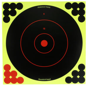 Birchwood Casey Shoot-N-C 8-inch bullseye target dispenser 12 pack, self-adhesive paper targets with pasters