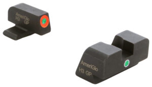 AmeriGlo XD201 i-Dot night sight set for Springfield XD showing green tritium rear and orange-outline front