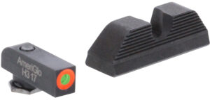 AmeriGlo GL5353 Protector Sight Set for Glock  Green Tritium Orange Outline Front Sight-Black Serrated Rear Sight