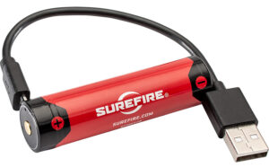 SureFire SF18650B 18650 Micro-USB rechargeable battery red and black