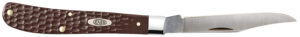 Case Slimline Trapper 3.25in Clip Point folding knife with brown jigged synthetic handle