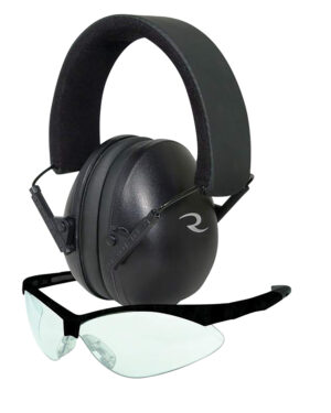 Radians Lowset combo black earmuff and Outback clear safety glasses NRR21