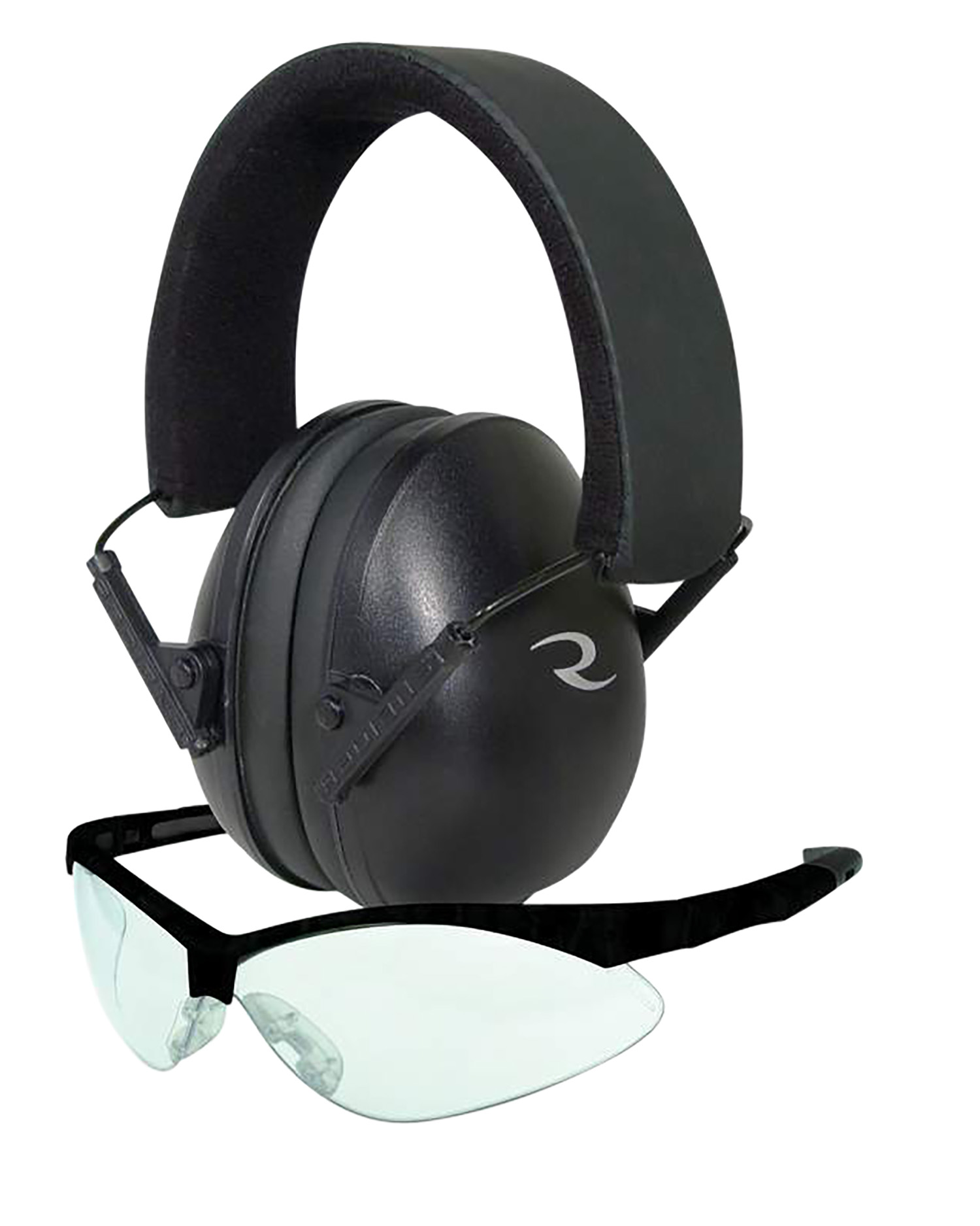 Radians Lowset combo black earmuff and Outback clear safety glasses NRR21