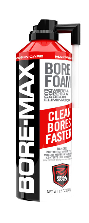 Real Avid Bore-Max 12 oz bore foam aerosol can with flip-up nozzle