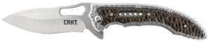 CRKT Fossil 5470 folding knife with 3.96-inch drop point blade and brown G10 over stainless steel handle
