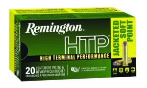 Box of Remington HTP .44 Rem Mag 240 grain JSP ammunition