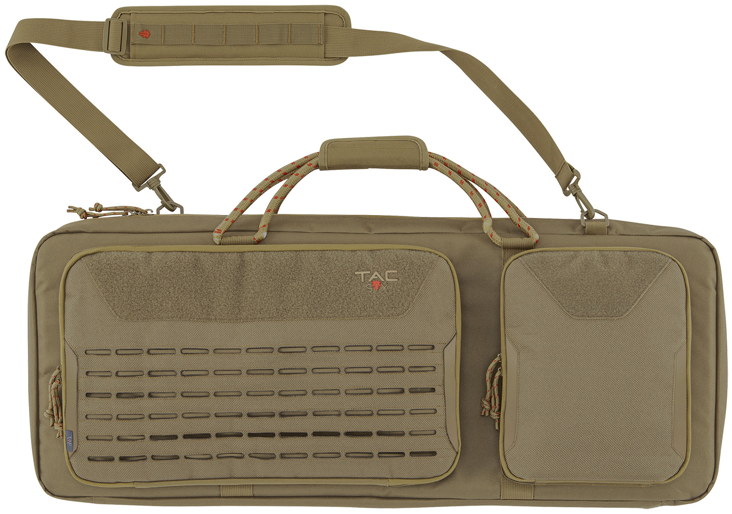 Tac Six Squad 32 in tactical rifle case in coyote, 600D polyester, padded, MOLLE front pockets