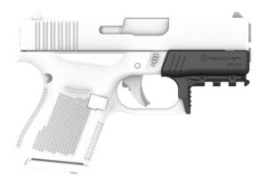 Recover Innovations GR4201 rail adapter for Glock 42 in black polymer installed on a pistol frame